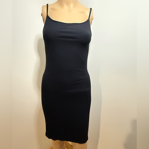 SKIMS Black Ribbed Knit Slip Dress - Picture 1 of 7
